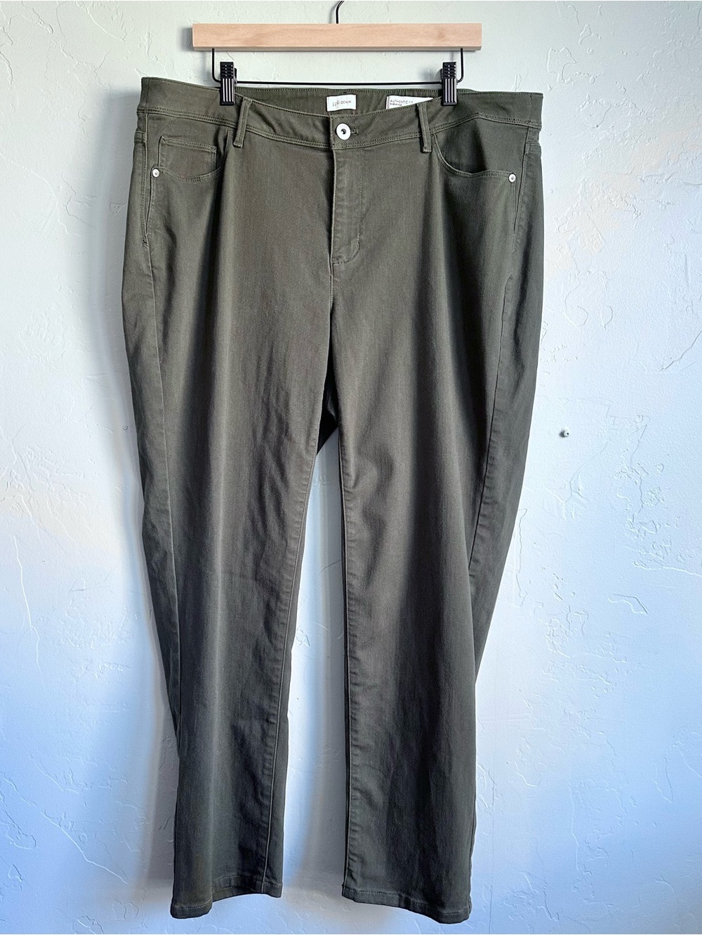 J. Jill Denim Women's Authentic Fit Slim Ankle Jeans Olive Green Size 20 EUC